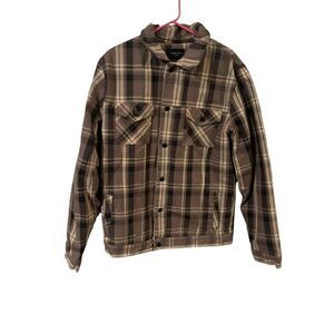 Saint Morta Mens Brown Plaid Flannel Long Sleeve Button-Down Shirt Size XL